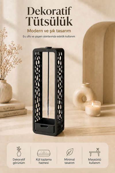 Lotus Creative Dekoratif Tütsülük 21 cm | Siyah Çubuk Tütsü Tutucu ve Modern ...