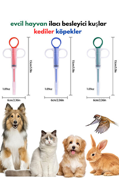 PSGT Kedi Köpek Hap Yutturma Aparatı, Sıvı İlaç Su ve Mama Verme Şırıngası(Re...