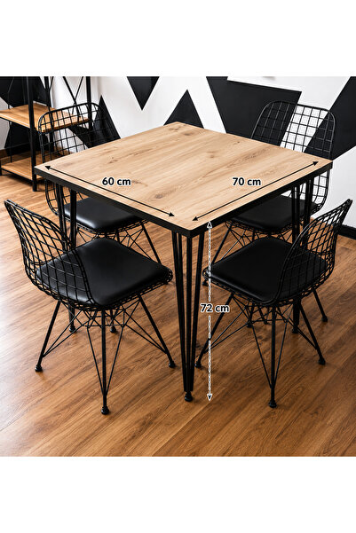 RENGİBİZ 60x70 Mutfak Masası Atlantik Çam Desenli 18 mm Suntalam Tabla Siyah ...