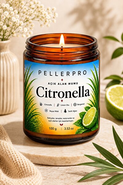 PELLER Sivrisinek Kovucu Açık Alanların Tercih Edilen Citronella& Limon Otu M...