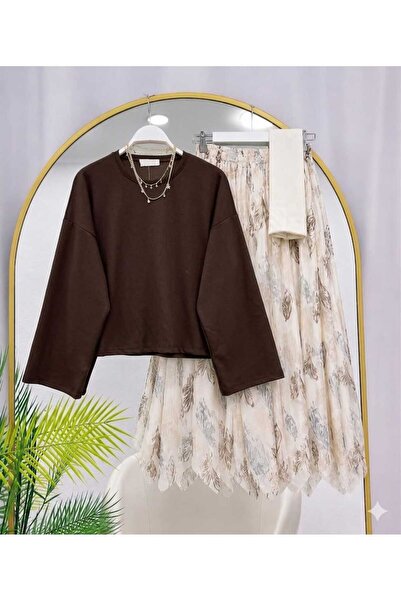 MODA MT Women's Skirt Asymmetrical Cut Detailed Blouse Set