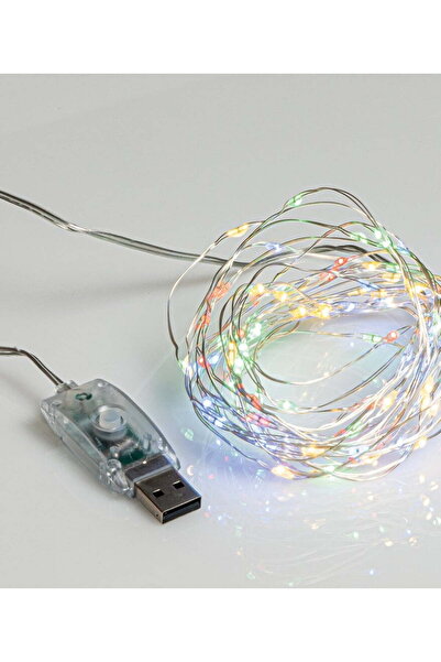 Generic 100 λαμπάκια LED σε σειρά, 5 m, ασημί καλώδιο χαλκού (Copper), 8 προγ...