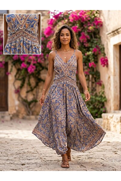 Rabiossa Kadın Luna Hint Desenli Tulum