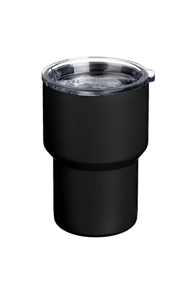 OEM Pahar termos din oțel inoxidabil negru cu capac, 400 ml, reutilizabil pen...