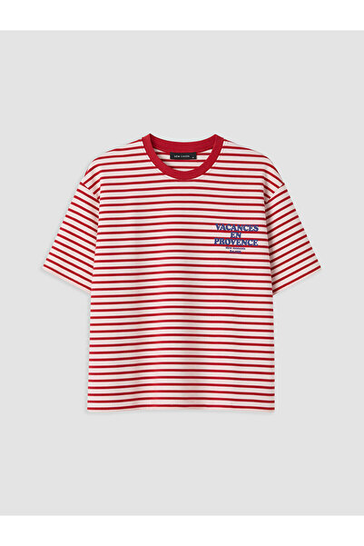 LC Waikiki Nevavm Striped with a Difference 100% Cotton Women's T-Shirt