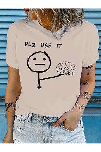 JENOLAN Tricou cu design imprimat „Vă rugăm să folosiți” pentru femei, amuzan...
