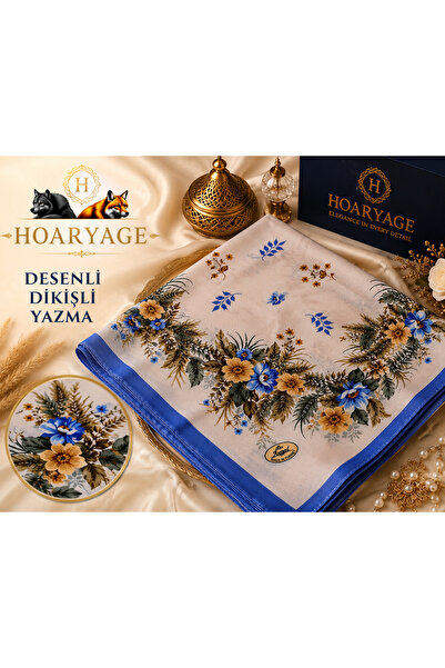 hoaryage Elegant Floral Patterned Stitched Writing Cheesecloth Yemeni Foulard...