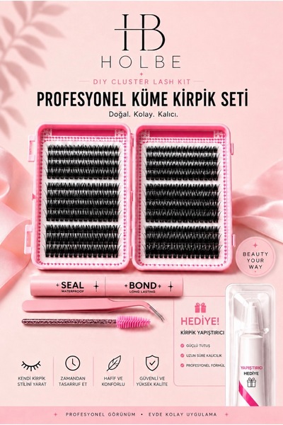 HOLBE Takma Kirpik 600 Demet Kirpik Seti Kitap Model 30-40-50-60-80-100 D 6 F...