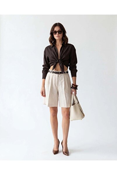 CKM MODA Ledi Shorts Beige