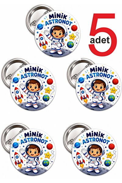 siverek reklam Minik Astronot Rozeti 5 Adet – 5,5 cm İğneli Metal Yaka Rozeti...