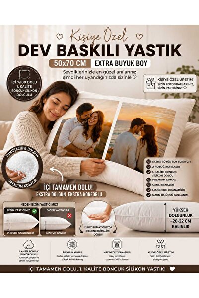 imkaya KİŞİYE ÖZEL 50X70CM LÜX YASTIK - İÇİ 1.KALİTE BONCUK SİLİKON DOLU DOĞU...