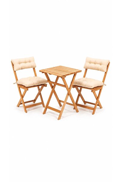 Akıllı Karınca Minderli Balkon Bahçe Mutfak 3'lü Bistro Set Katlanır Masa san...