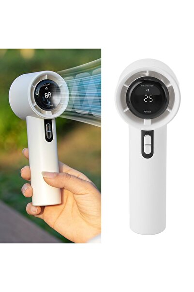 abnturk Beyaz Taşınabilir El Fanı Türkoğlu Fan USB Şarj Edilebilir Dijital Ek...
