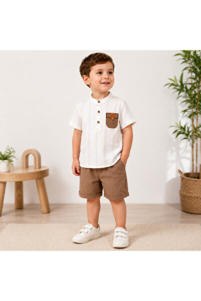TucanKids طقم قميص وشورت صيفي للأولاد مصنوع من القطن بنسبة 100%، طقم مكون من ...