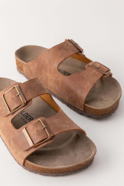 Golder Unisex Tan Soft Pad Sole Double Strap Buckle Daily Comfortable Summer ...