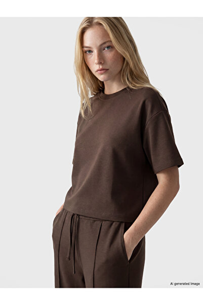 LC Waikiki Brown Crew Neck Soft Touch Women's T-Shirt