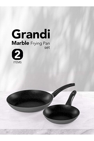 GRANDİ Frying Pan set 2 pes 18-24 cm - 7-Layer Granite Coating Non-Stick Surf...