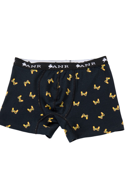 JANR Erkek Boxer Pamuklu Siyah Desenli Passionate Games Black Series
