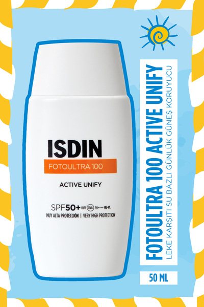 ISDIN Fotoultra 100 Active Unify Spf 50 Anti-Blemish and Tone Equalizing Faci...
