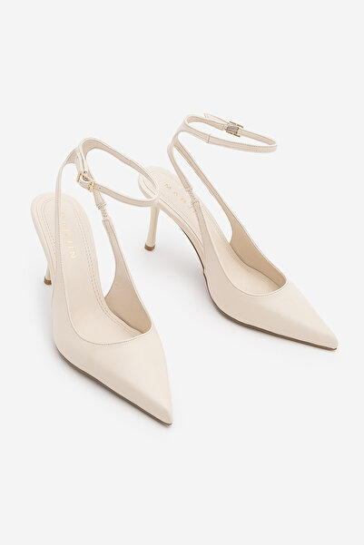 Marjin Women's Stiletto Pointed Toe Open Back Ankle Strap Classic Heeled Shoe...