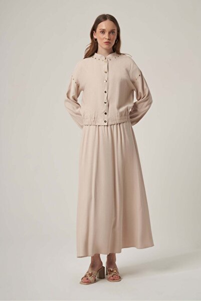 FTZ WOMEN Women's Tensel Linen Croquet Detail Suit Beige 31418