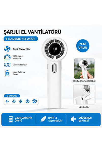 aldımgeldım Vanti KCF750 Şarjlı El Vantilatörü USB Şarjlı Taşınabilir Mini Fa...