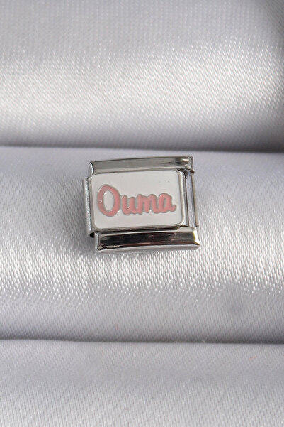 OGHAMAY 316L Steel Silver Color White Pink Ouma Embroidered Nomination Charm