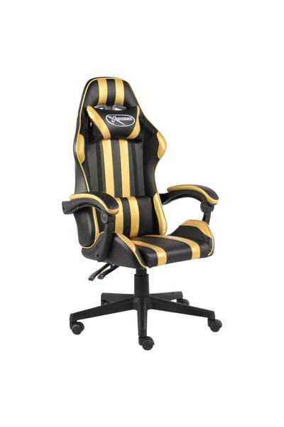 vidaxl Scaun de racing, negru și auriu, piele ecologică