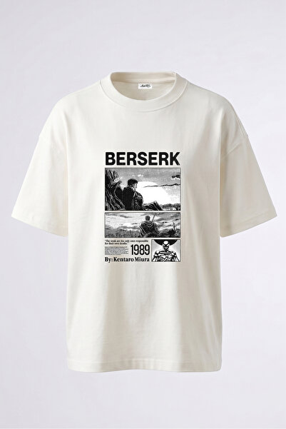 Anetos Μπλουζάκι Berserk Design με στάμπα στην πλάτη, βαμβακερό λευκό oversize