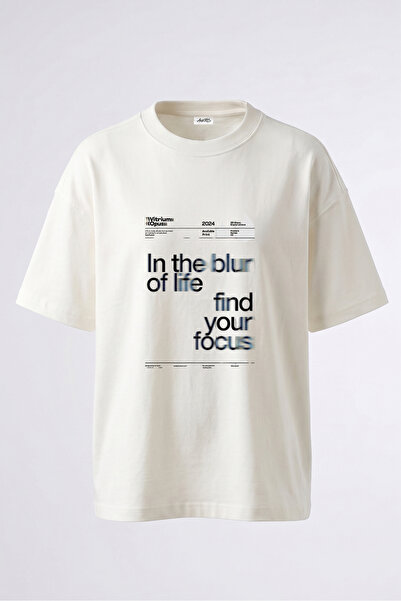 Anetos Tricou oversize alb din bumbac cu imprimeu pe spate Blur Typography De...