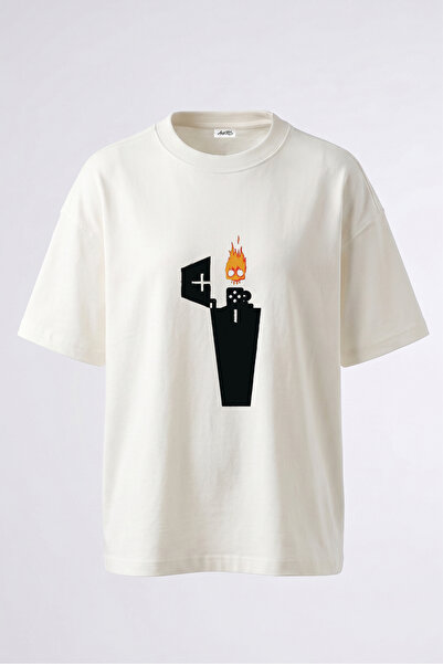 Anetos Tricou oversize alb din bumbac cu imprimeu pe spate Kafatasi Cakmak De...