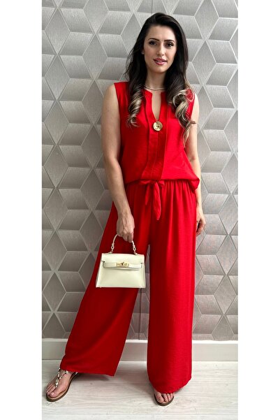 OnlyForYou Set Damă de Vară 100% Vâscoză: Bluză fără Mâneci și Pantaloni Lungi