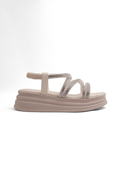 Mamito Ayakkabı Stn 308 Stone Detailed High-Heeled Sandals