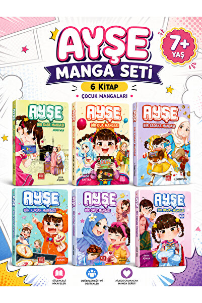 Aile Yayınları Ayşe Manga Serisi 6 Kitap Set | Kabe, Dua, Sadaka, Kur’an, Oru...