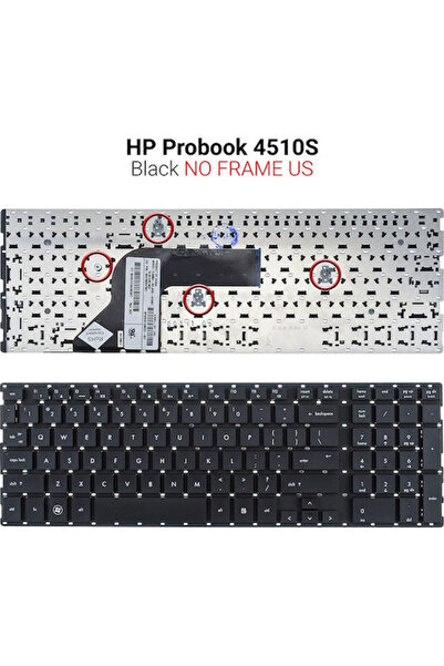 HP Πληκτρολόγιο φορητού υπολογιστή για Probook 4510S χωρίς πλαίσιο και με αγγ...