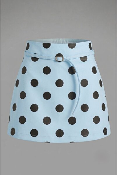 SLAW REZZ Women's Polka Dot Shorts Skirt with Belt Detail, Mini Skirt with Zi...