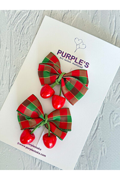 PURPLE'S BİR TUTAM MUTLULUK Purplestoka Handmade Cherry Figured Red and White...