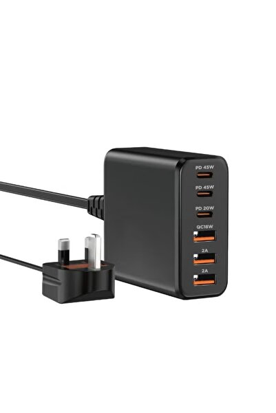 generi شاحن جداري 3 منافذ تايب سي و 3 USB بقوة 120 واط