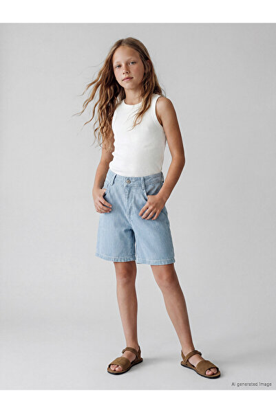 LC Waikiki Texx Store Quality Striped Girls' Jean Shorts