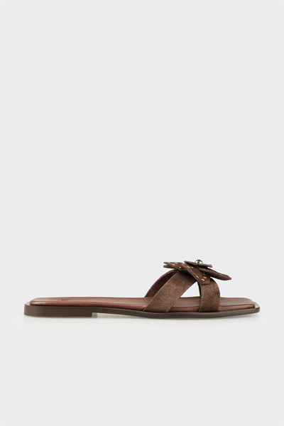 Elle Shoes Kahve Deri Kadın Terlik