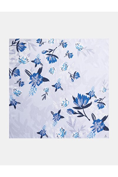 KYR Floral Patterned Scarf Blue