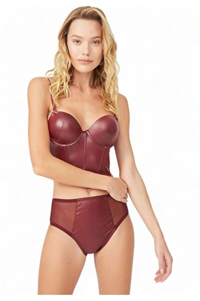 Cansoy Σετ Δερματίνη Corset με ψηλόμεσο εσώρουχο