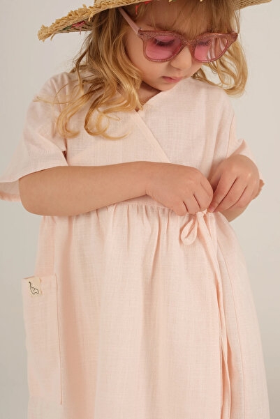 Mioma Kids Double-Breasted Lace-Up Dress Soft Pink
