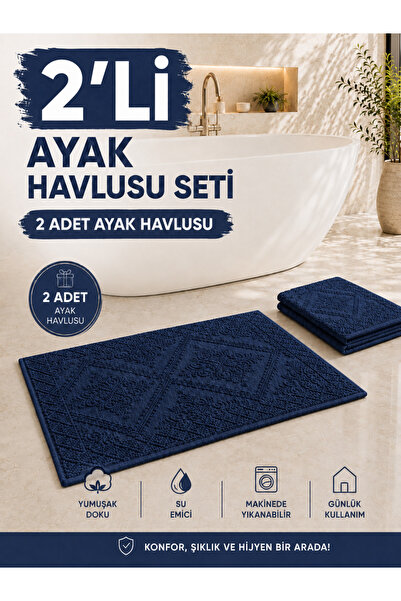 evimsade Evim Sade 2'li50x70 Pamuklu Ayak Havlusu – lacivert