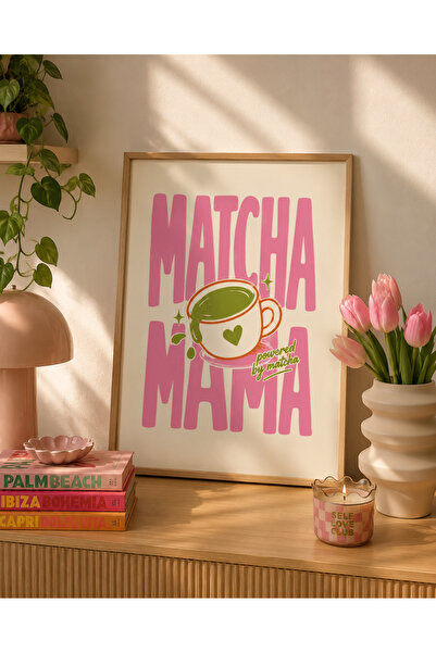 Boho wellness studio Matcha Mama Pembe ve Yeşil Tonlu Ahşap Çerçeveli Mutfak ...