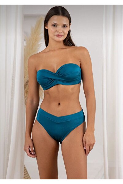 Maser Kaplı Straplez Bikini Takımı