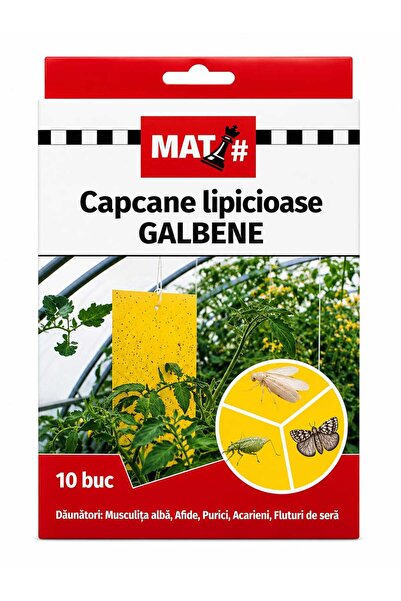 Mat 🟡 Capcane Lipicioase Galbene MAT# – Set 10 bucăți