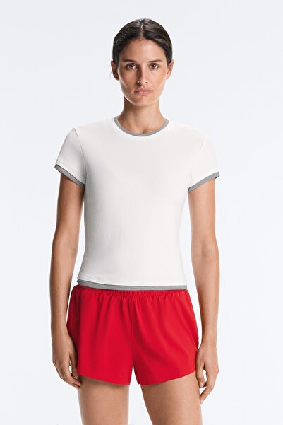 Oysho Çift katman görünümlü pamuklu rib T-shirt