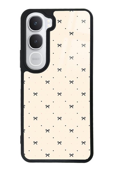 Spoyi Vivo Y31 Beige Coquette Pattern Design Glossy Phone Case