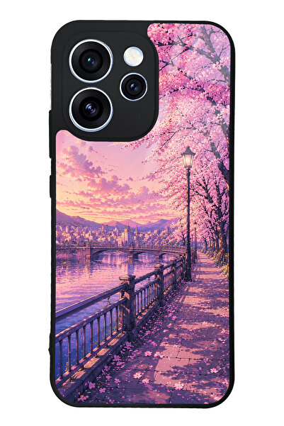 Spoyi Oppo Reno 15 Pro Sakura Riverside Sunset Tasarımlı Glossy Telefon Kılıfı